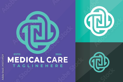 Letter N Medical Care Symbol Logo Icon Vector Design Illustration