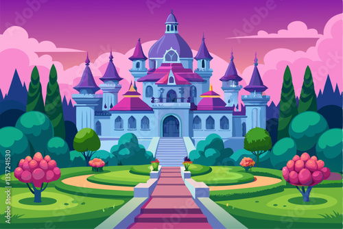 fairy tale castle vector illustration
