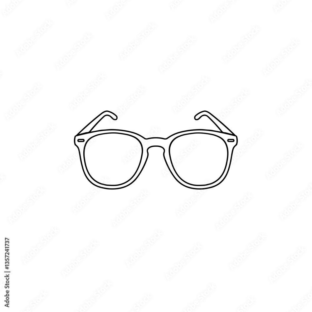 Minimalist Line Art of Eyeglasses on White Background Minimalist Line Art of Eyeglasses on White Background