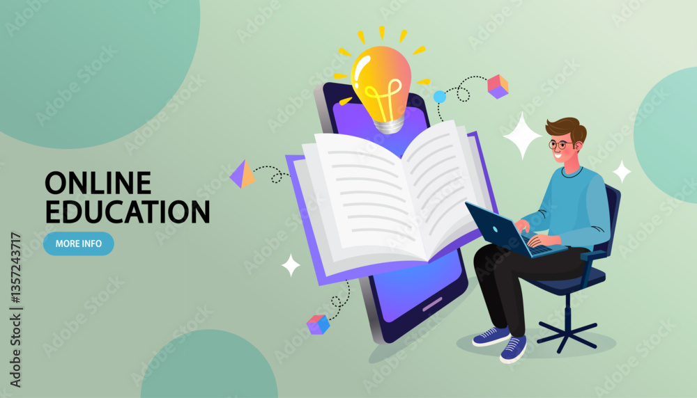 E-learning, video tutorial, online education. home schooling. internet class. Modern workplace, open book on laptop screen. Web courses or tutorials concept. Flat vector illustration. E-learning, video tutorial, online education. home schooling. internet class. Modern workplace, open book on laptop screen. Web courses or tutorials concept. Flat vector illustration.