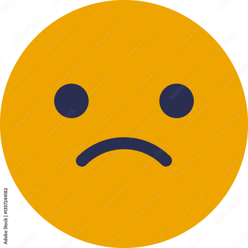 Fototapeta premium Worried Face Emoji Flat Icon