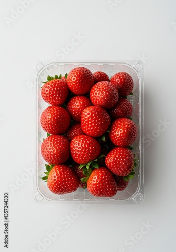 Fresh Strawberries in a Plastic Container Ready to Eat and Enjoy