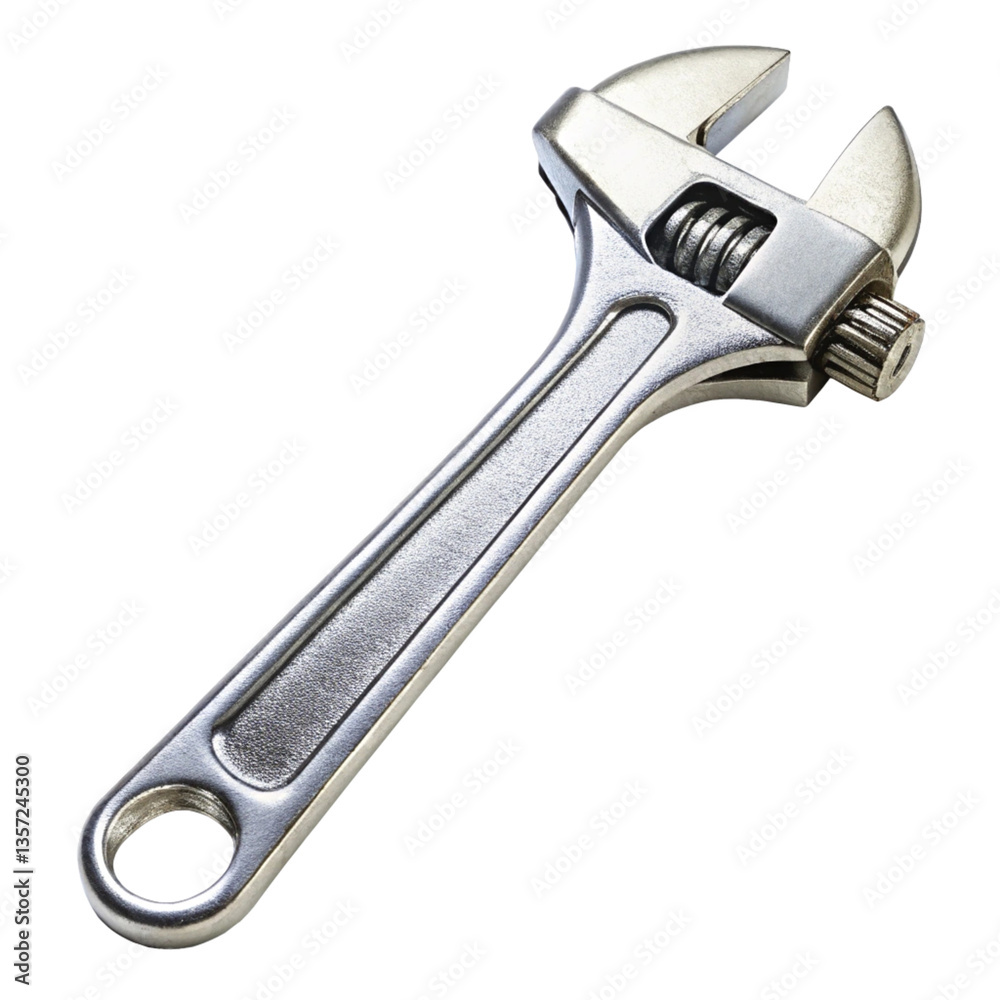 A Shiny Silver Adjustable Wrench Isolated on Black Background A Shiny Silver Adjustable Wrench Isolated on Black Background