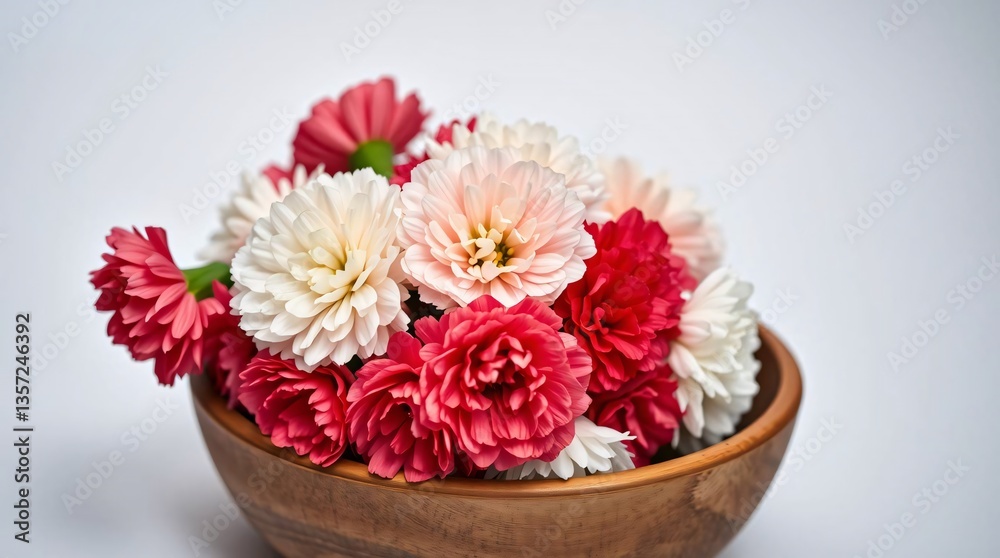 Obraz premium Pink Carnation Flowers on White Background, Fresh Floral Bouquet Collection