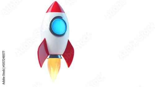rocket icon on transparent background. 3d rendering.