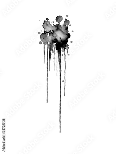 Realistic Watercolor Ink Drips, Flowing Liquid Splash, Long Dripping Paint Strokes, Isolated Splatter Background for Creative Design