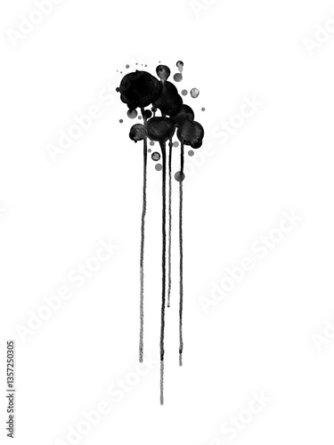 Realistic Watercolor Ink Drips, Flowing Liquid Splash, Long Dripping Paint Strokes, Isolated Splatter Background for Creative Design