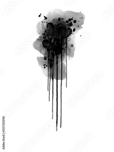 Realistic Watercolor Ink Drips, Flowing Liquid Splash, Long Dripping Paint Strokes, Isolated Splatter Background for Creative Design