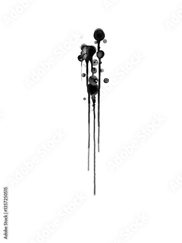 Realistic Watercolor Ink Drips, Flowing Liquid Splash, Long Dripping Paint Strokes, Isolated Splatter Background for Creative Design