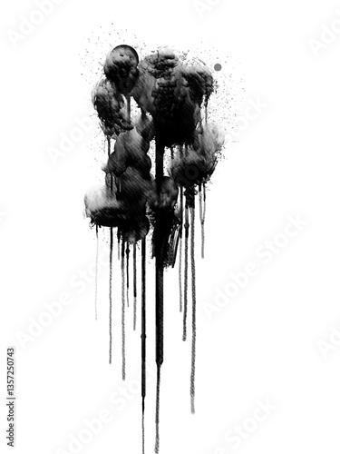Realistic Watercolor Ink Drips, Flowing Liquid Splash, Long Dripping Paint Strokes, Isolated Splatter Background for Creative Design