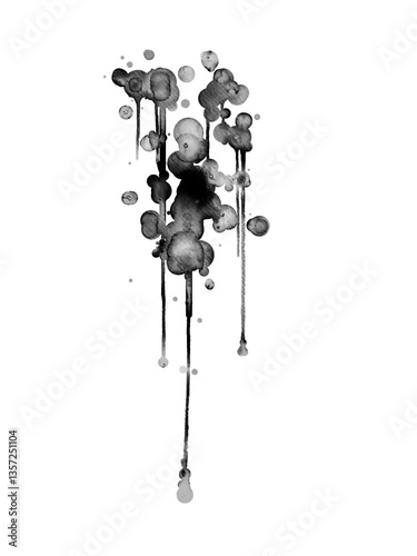 Realistic Watercolor Ink Drips, Flowing Liquid Splash, Long Dripping Paint Strokes, Isolated Splatter Background for Creative Design
