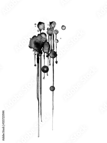 Realistic Watercolor Ink Drips, Flowing Liquid Splash, Long Dripping Paint Strokes, Isolated Splatter Background for Creative Design