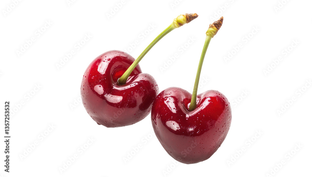 Fresh cherries isolated on transparent background, perfect for recipes or snack images Fresh cherries isolated on transparent background, perfect for recipes or snack images
