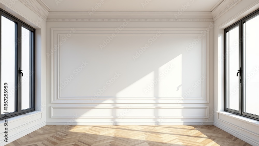 Fototapeta premium Empty White Room With Windows Interior