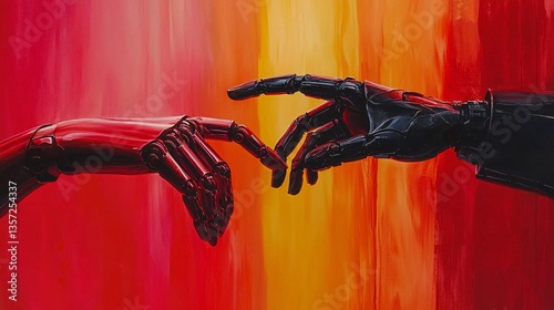 Artistic Representation of Humanity and Technology in a Colorful Scene