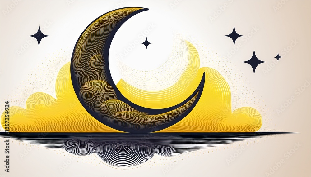 Naklejka premium Vector of Crescent moon as symbol of Eid Mubarak
