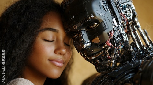 Human Embrace with a Robot in a Serene Setting of Connection