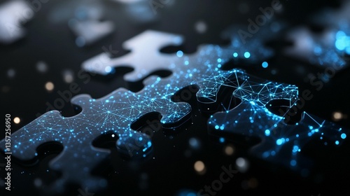 Puzzle pieces connected, network effect