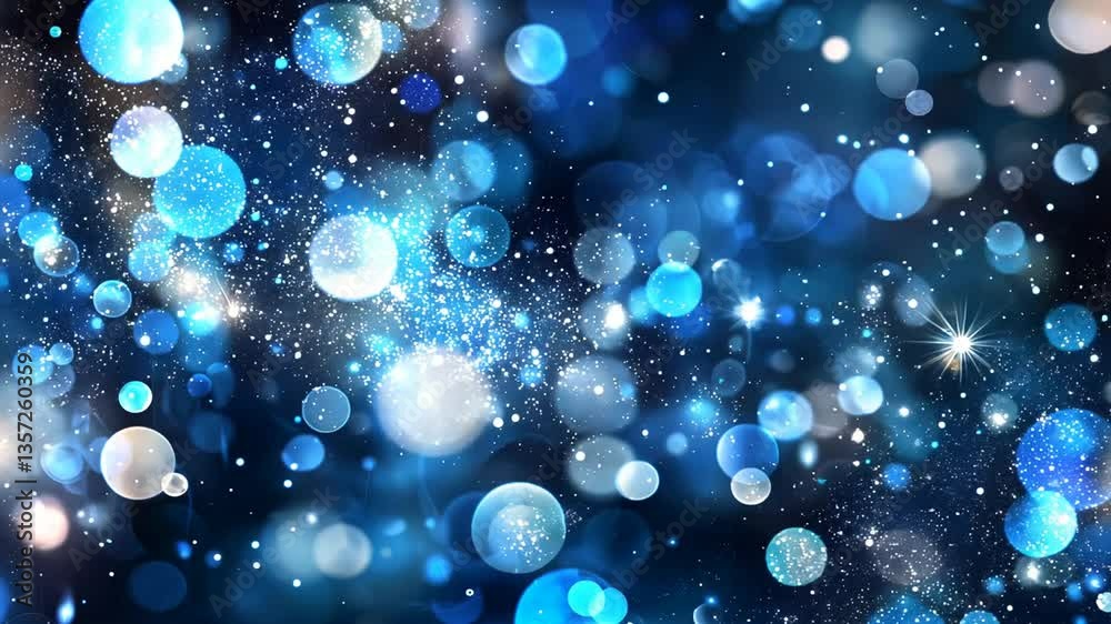 Celestial Deep Blue and Silver Bokeh Lights with Copy Space for Inspiration