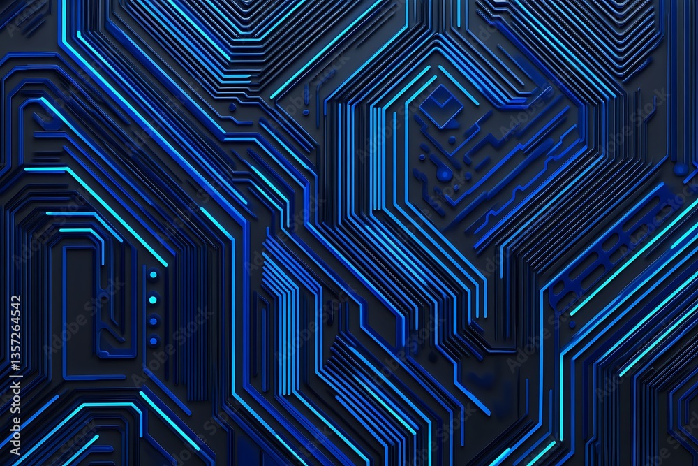 3d rendering futuristic blue circuit board 3d rendering futuristic blue circuit board