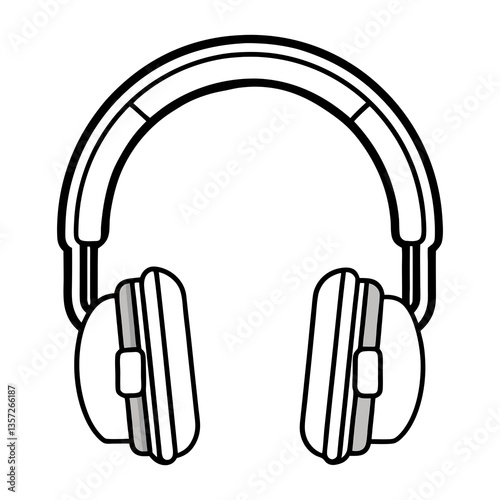 minimalist over-ear headphones vector. black and white headphone icon. modern headphone silhouette design.