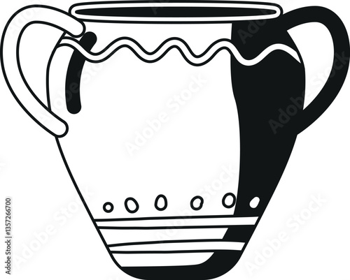 Black-and-white antique urn vase vector illustration