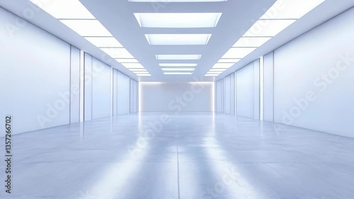 Wallpaper Mural Large modern empty gallery space with bright lighting and polished floors Torontodigital.ca