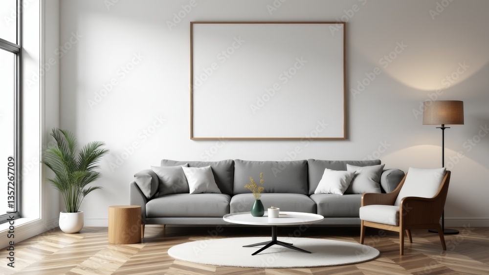 Living Room Interior With Blank Frame Living Room Interior With Blank Frame