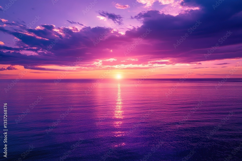 Obraz premium A beautiful sunset over the vast and calm ocean water