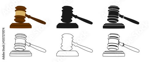 gavel icon set vector illustration isolated on white background.