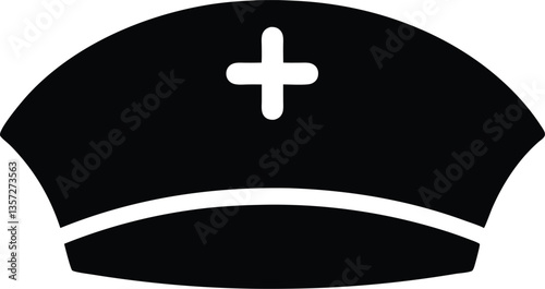 Nurse hat silhouette vector, nurse cap symbol