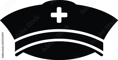 Nurse hat silhouette vector, nurse cap symbol