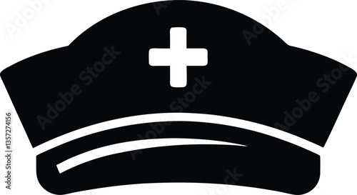 Nurse hat silhouette vector, nurse cap symbol