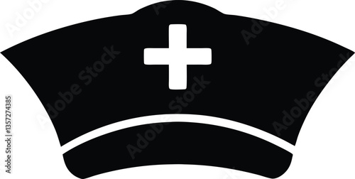 Nurse hat silhouette vector, nurse cap symbol