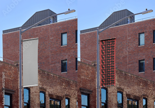 New York Urban Scene Featuring a Mockup Design Fly banner