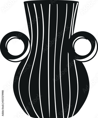Black-and-white antique jug two-handled vector illustration