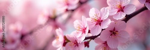 Beautiful cherry tree filled with tender flowers in full bloom during the amazing spring season,  scenery,  outdoor