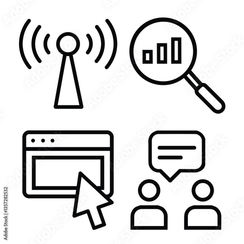 Lined Business Marketing Advertising Icons