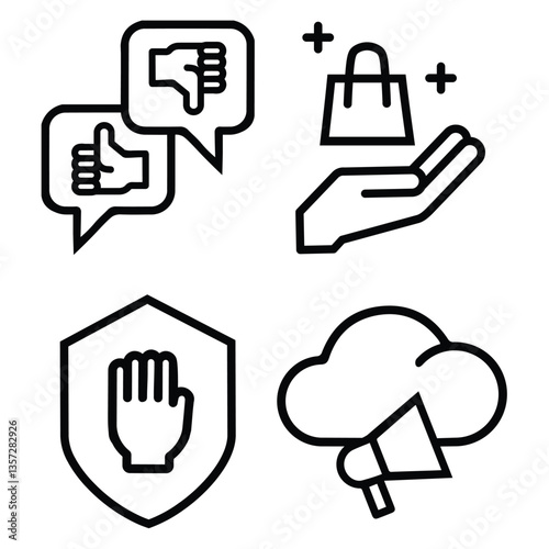 Lined Business Marketing Advertising Icons