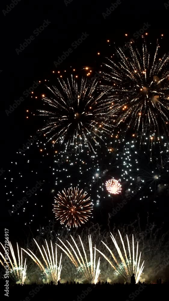 Amazing night sky display of abstract fireworks for New Year and holiday celebrations Amazing night sky display of abstract fireworks for New Year and holiday celebrations