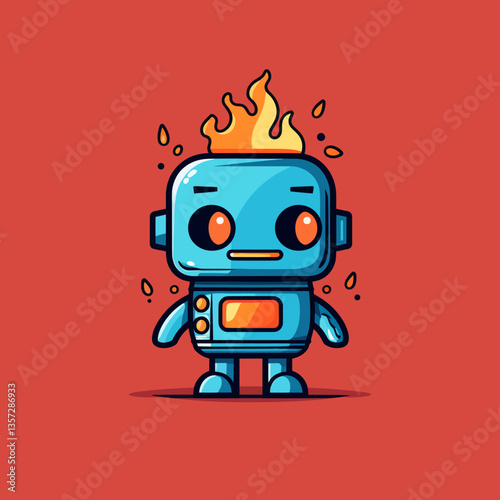 funny cartoon fire robot