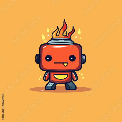 funny cartoon fire robot