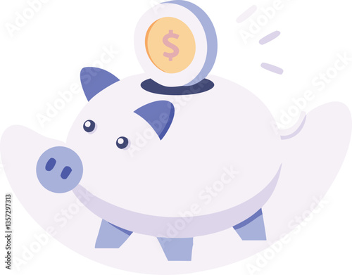Piggy Bank Icon for Financial Savings and Personal Budget Management
