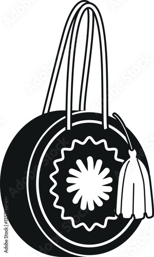 Black-and-white hipster female bag vector illustration