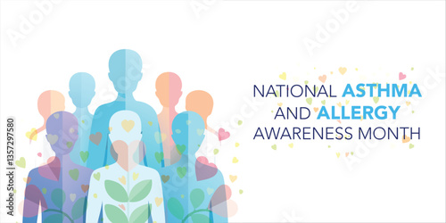 vector graphic of asthma and allergy awareness month good for asthma and allergy awareness month celebration. flat design. flyer design.flat illustration.