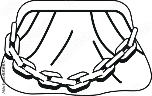 Black-and-white female bag with chain