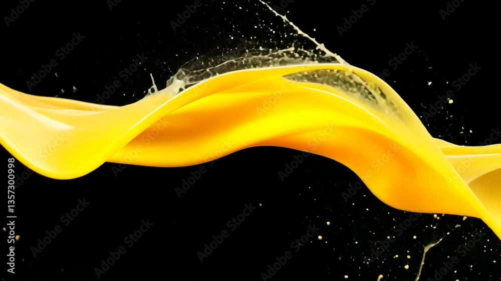 Captivating slow motion splash of vibrant yellow liquid against a black background
