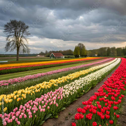 Wallpaper Mural tulip field in keukenhof gardens liss netherlan Torontodigital.ca
