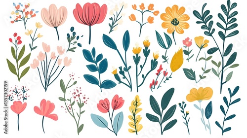 Decorative Spring Floral Isolated Element Set for Professional Designs