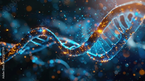 DNA helix genetic science background with biotechnology molecules, medical research, bioengineering, abstract blue 3d structure, molecular biology, futuristic medicine